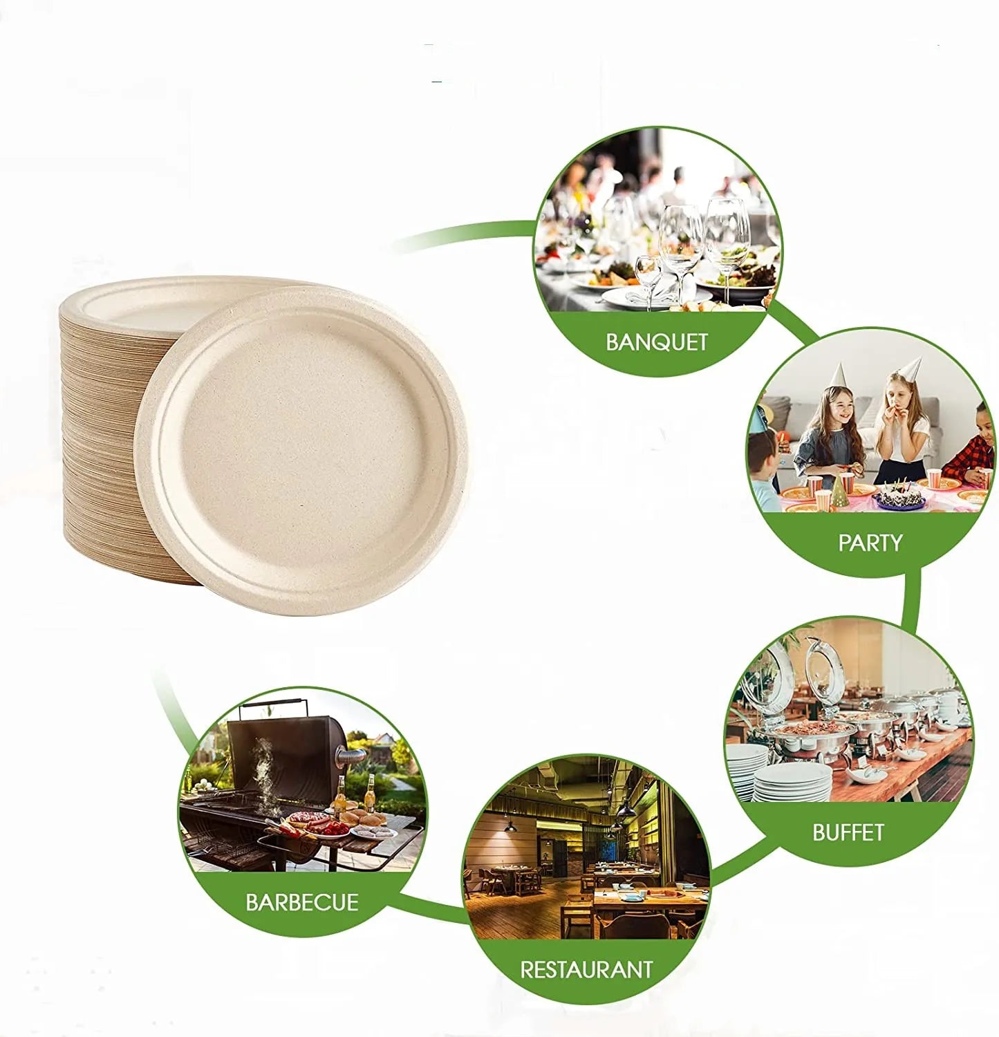 Natural Biodegradable Eco-Friendly Sugarcane Plates