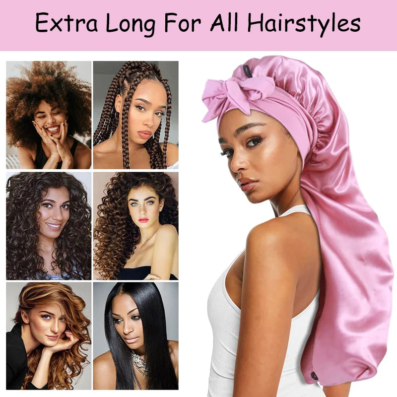 Soft Silky Long Satin Bonnet Extra Large Size