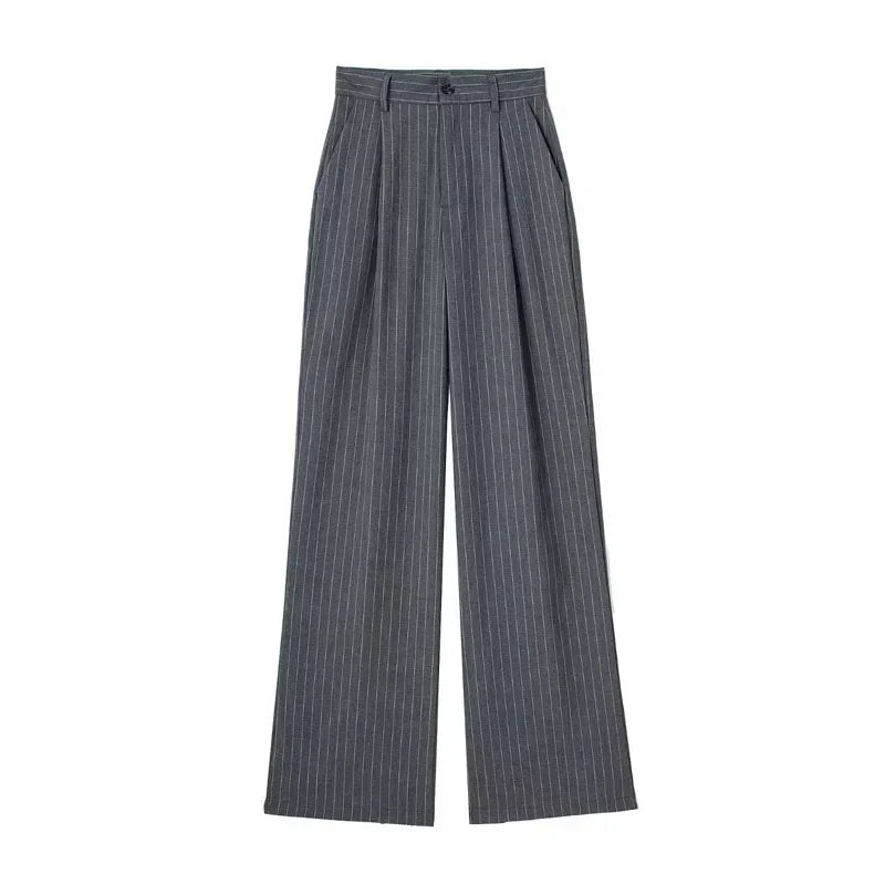 Striped High Waist Baggy Suit Pants