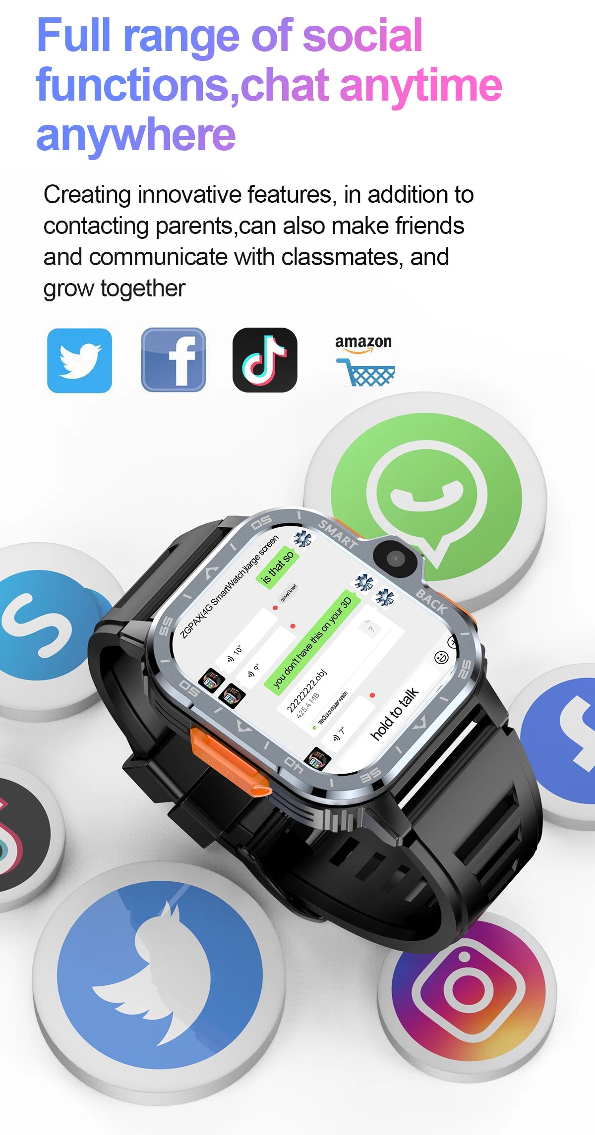HD Dual Camera smart watch NFC 2G 4G Sim Card