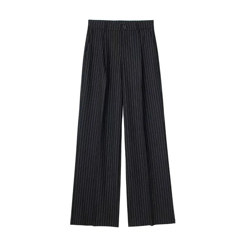 Striped High Waist Baggy Suit Pants