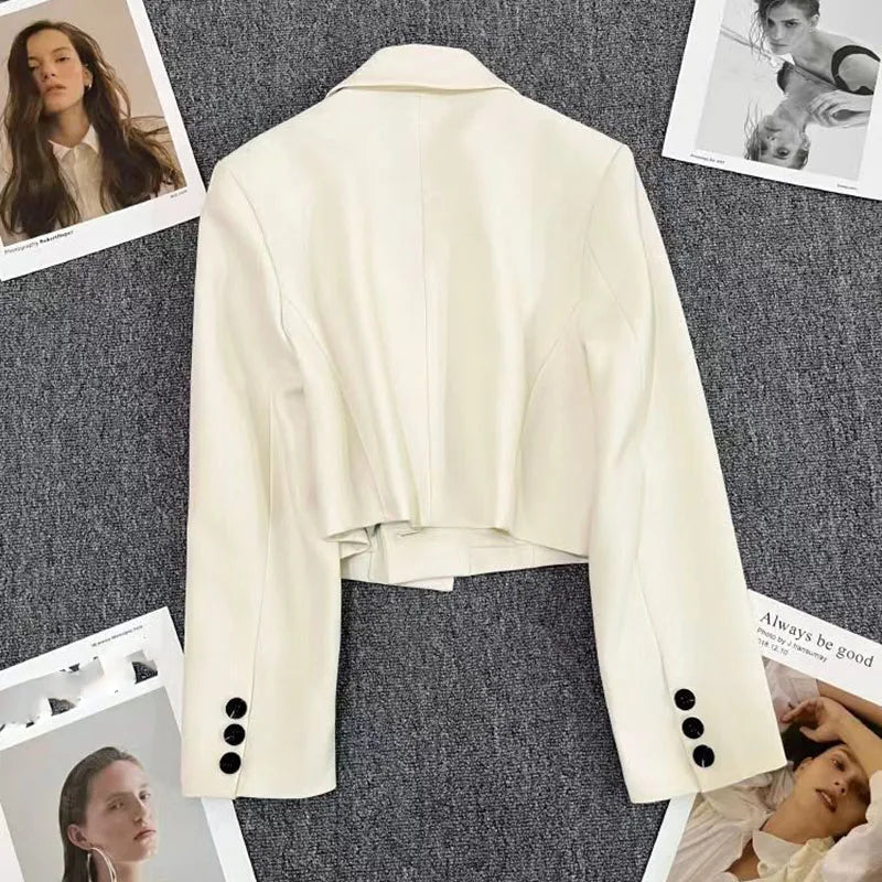 All-match Notched Collar Crop Jacket