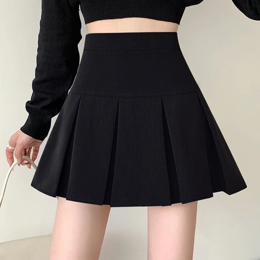 High-Waisted Pleated Mini Skirt