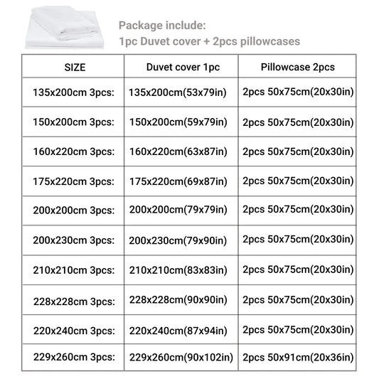 3pcs Duvet Cover Set with Pillow Case Double Comforter Queen/King Couple or Single Bed