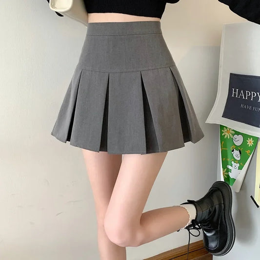 High-Waisted Pleated Mini Skirt