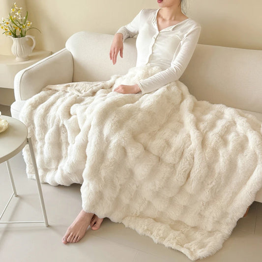 1 Piece of Double-Layer Large Rabbit Fur Blanket