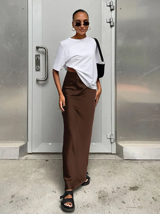 Long Satin Skirt