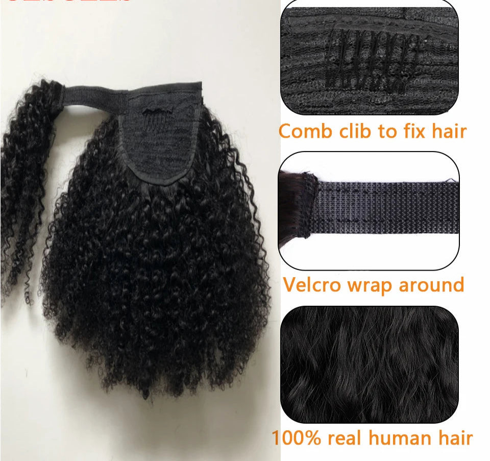 Wrap Around Afro Curly Clip In Ponytail