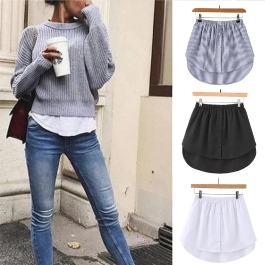 Women Girls Shirt Blouse Layering Mini Skirt